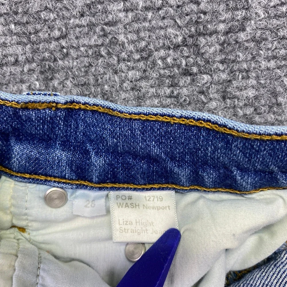 Reformation Jeans Liza High Straight Newport Wash Blue Denim Size 26 Grunge